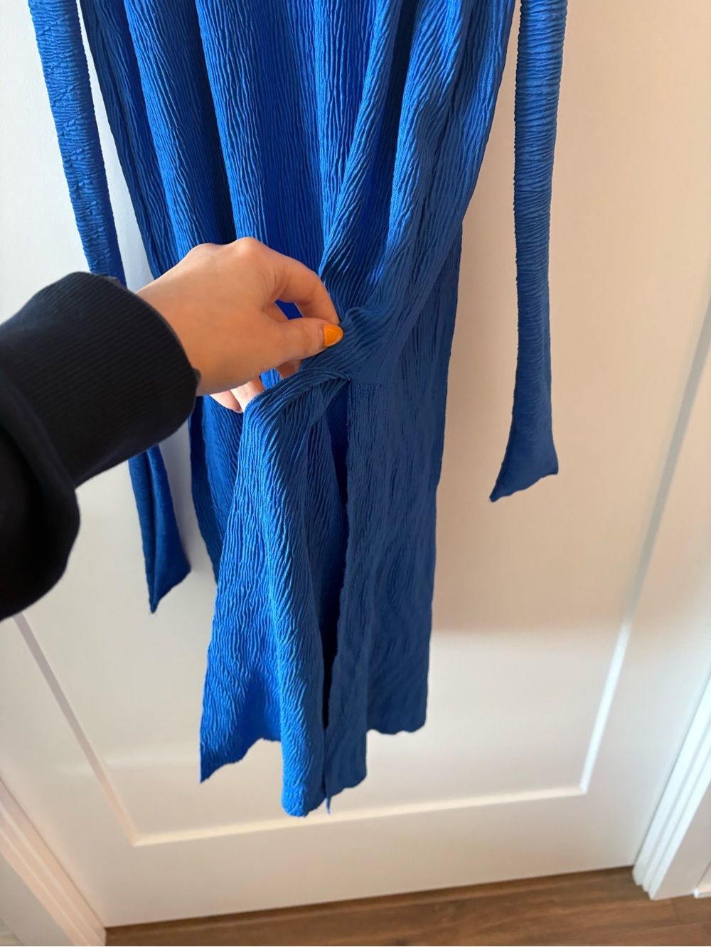 Bershka Vibrant Blue Textured Crewneck Dress - Picture 4 of 4